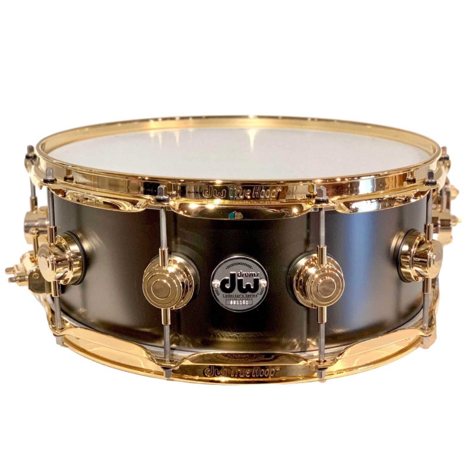 Used DW Collectors Satin Black Brass Snare Drum 14x5.5 w/Gold Hardware
