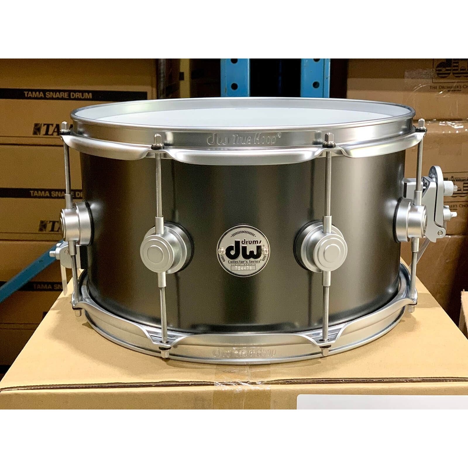 Used DW Collectors Satin Black Brass Snare Drum 13x7 w/Satin Chrome Hardware