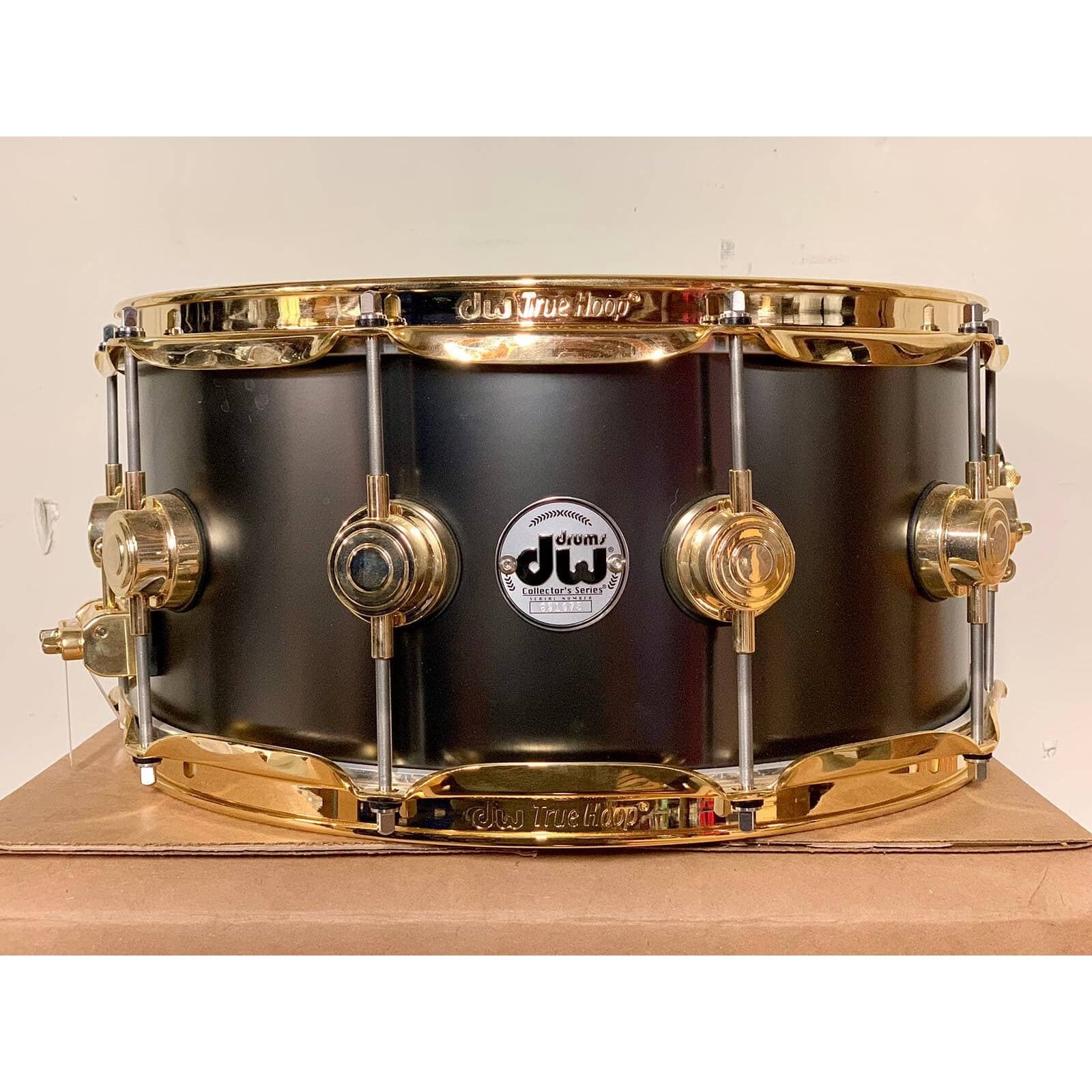 Used DW Collectors Satin Black Brass Snare Drum 14x6.5 w/Gold Hardware