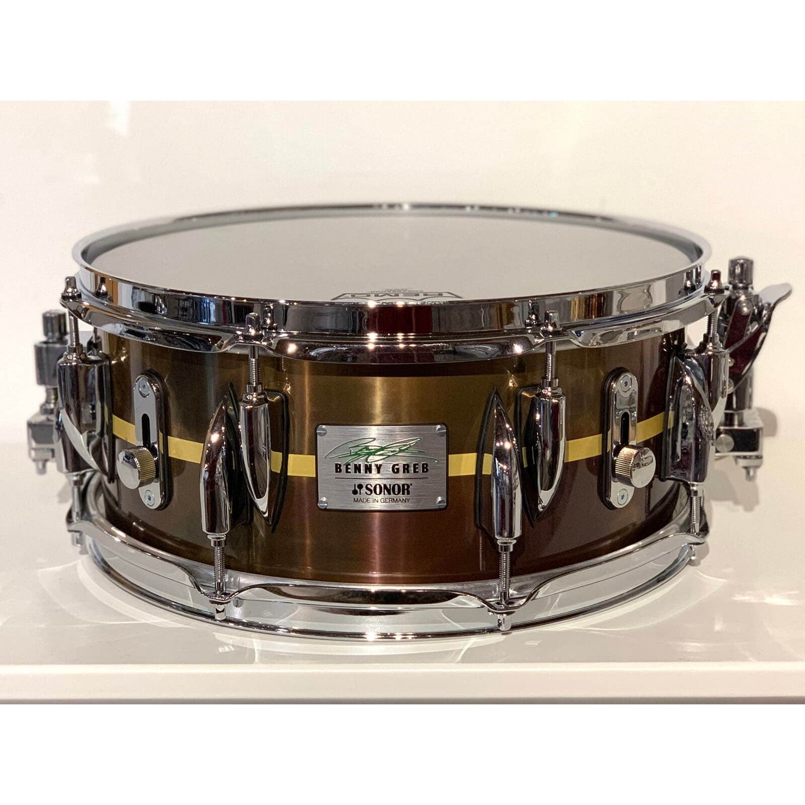 Used Sonor Benny Greb Signature Vintage Brass Snare Drum 13x5.75