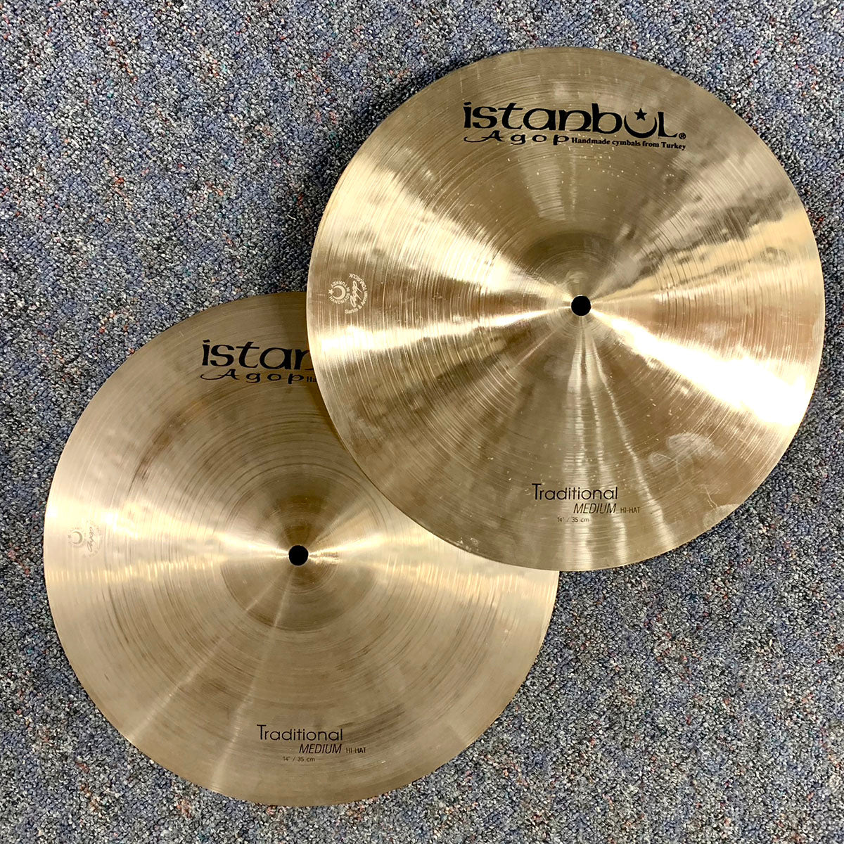 Used Istanbul Agop Traditional Medium Hi Hat Cymbals 14"