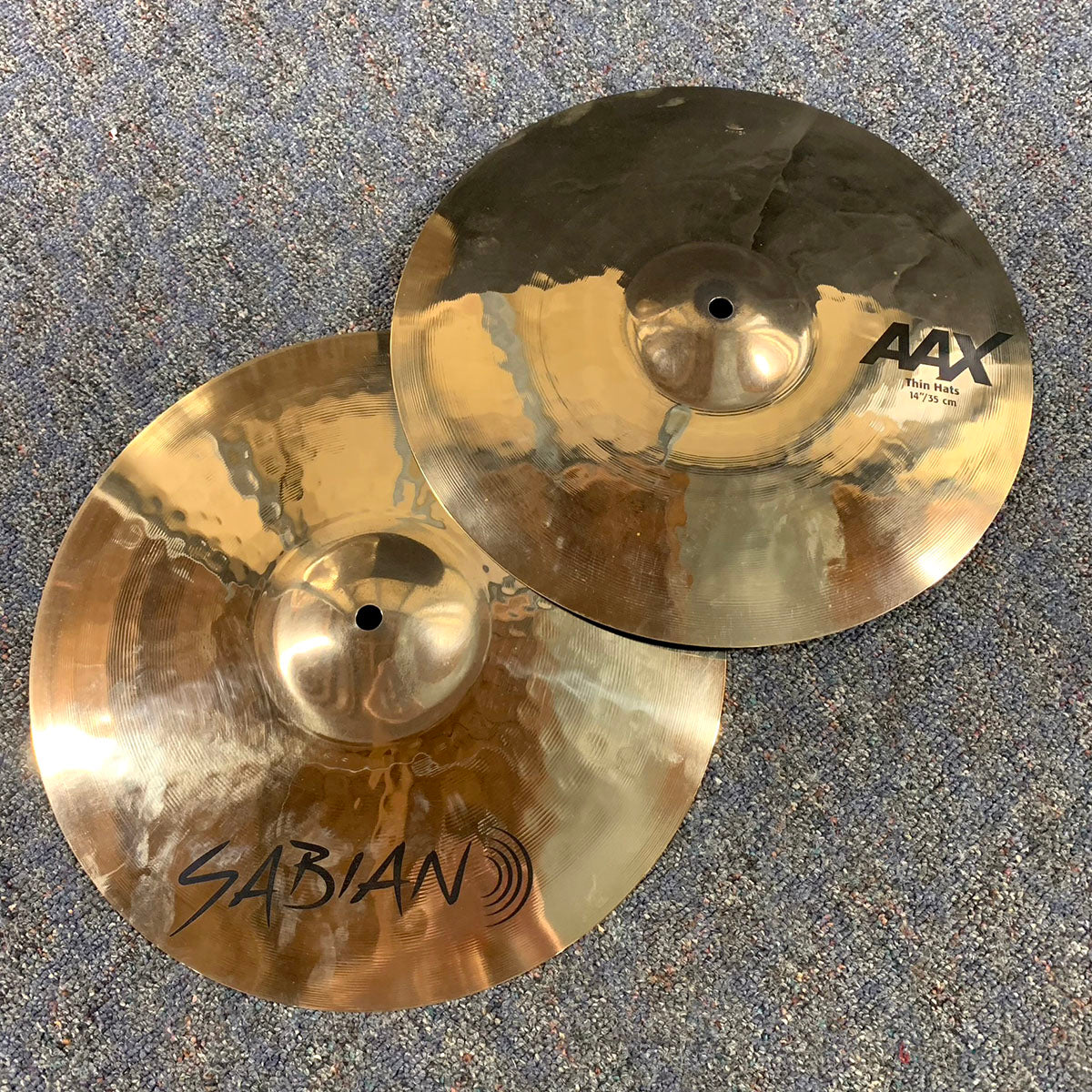 Used Sabian AAX Thin Hi Hat Cymbals 14" Brilliant