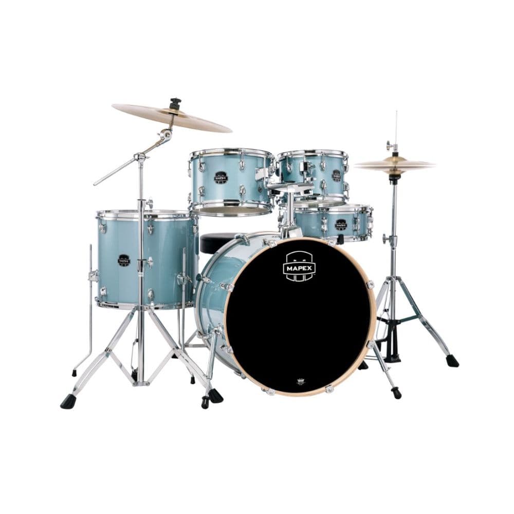 Mapex Venus 5pc Rock Drum Set Complete Aqua Blue Sparkle