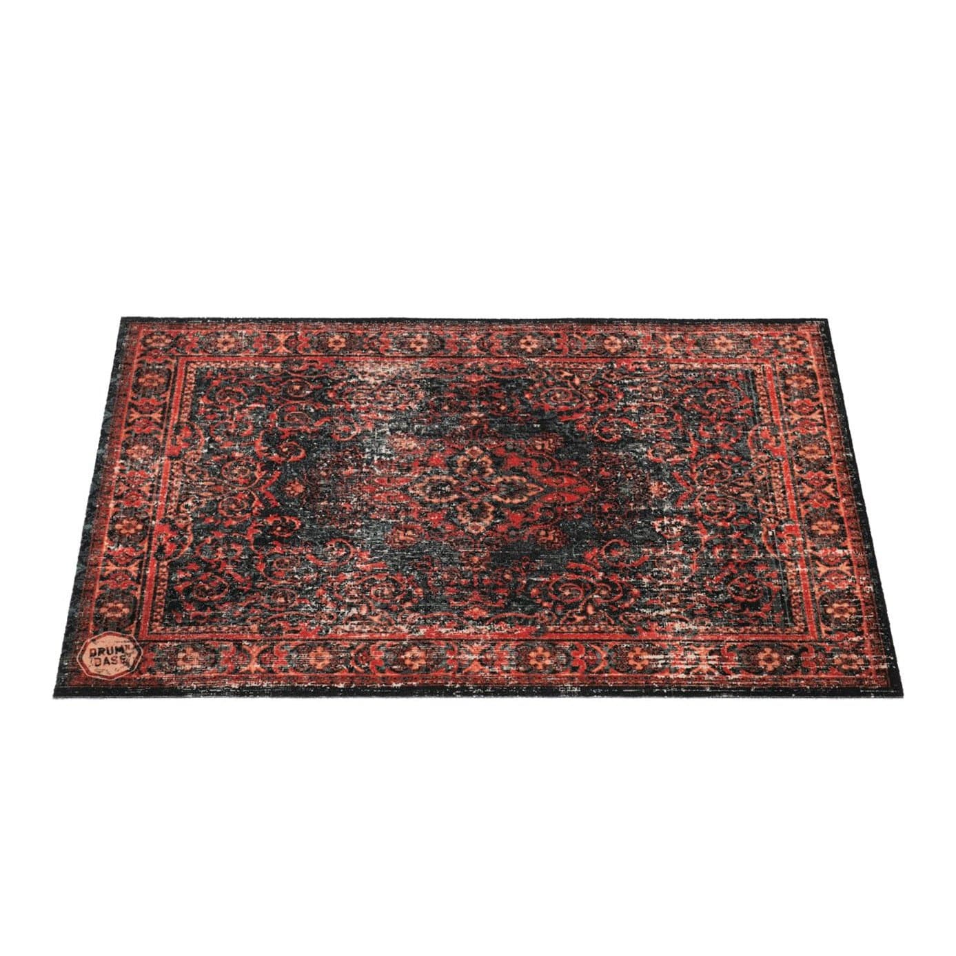 DRUMnBASE Vintage Persian Style Drum Rug 4.26' x 3' Black Red
