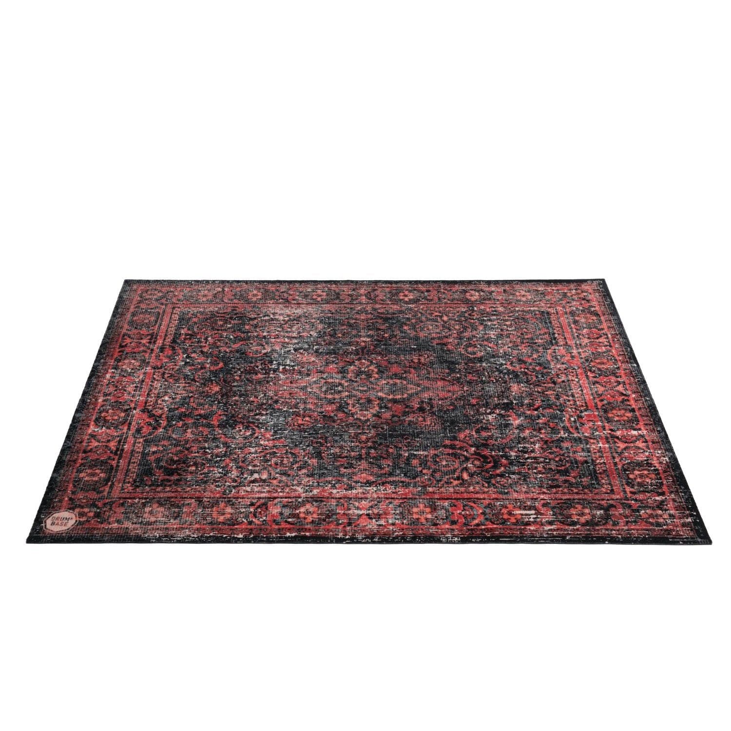 DRUMnBASE Vintage Persian Style Drum Rug 6' x 5.25' Black Red