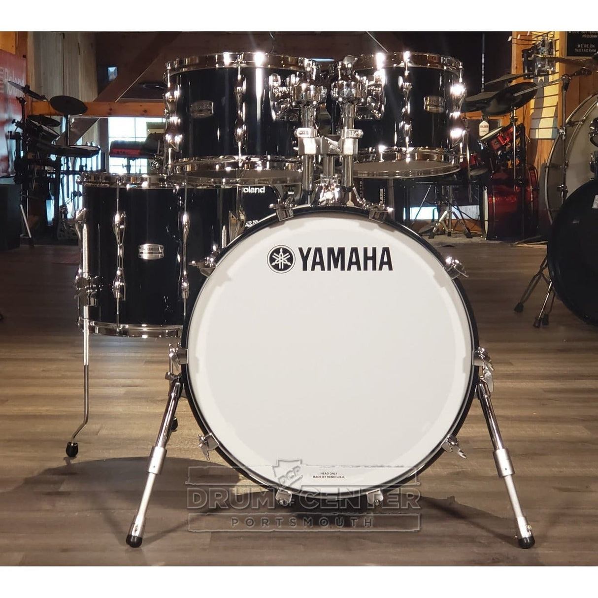 Yamaha Recording Custom 4pc Fusion Drum Set Solid Black