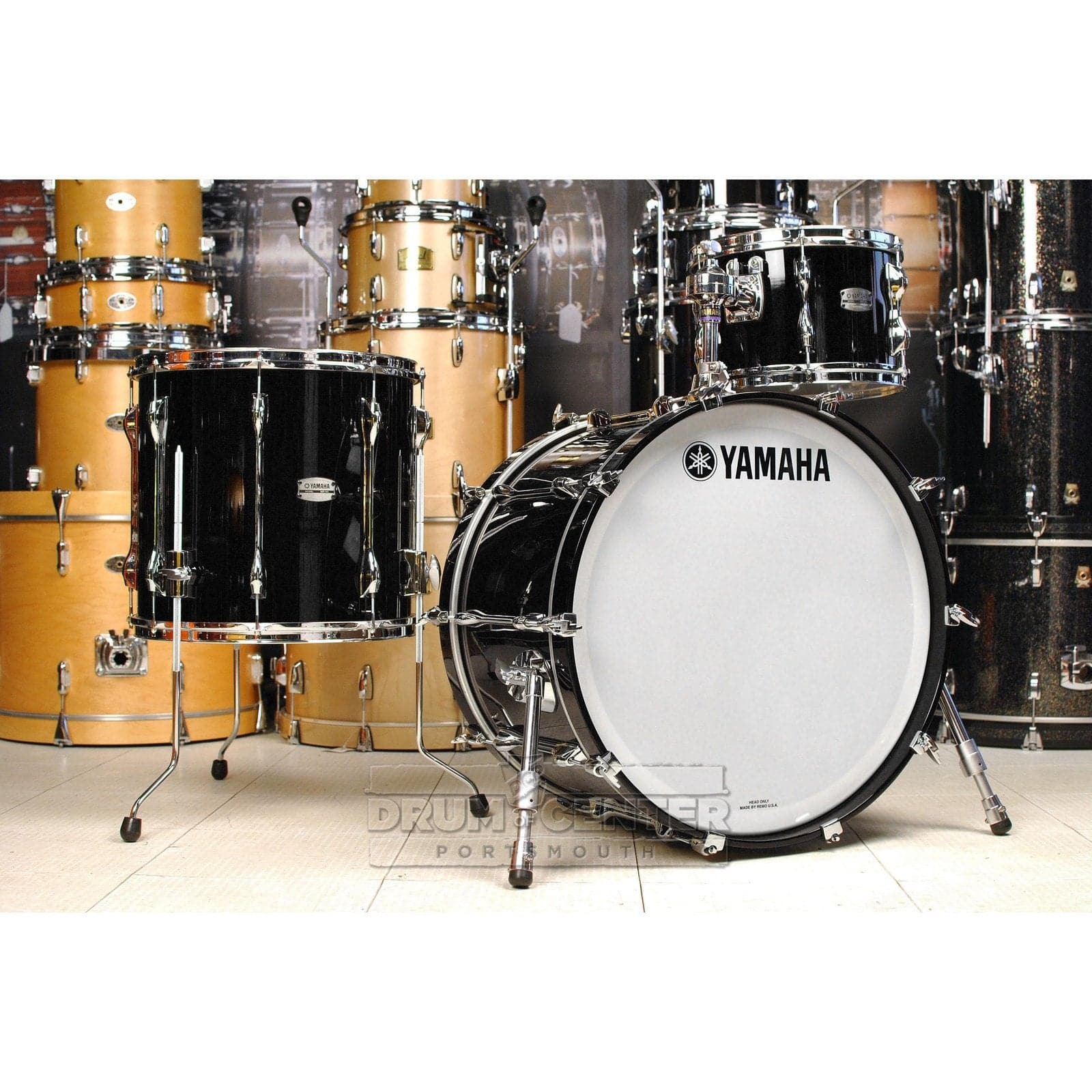 Yamaha Recording Custom 3pc Rock Drum Set Solid Black