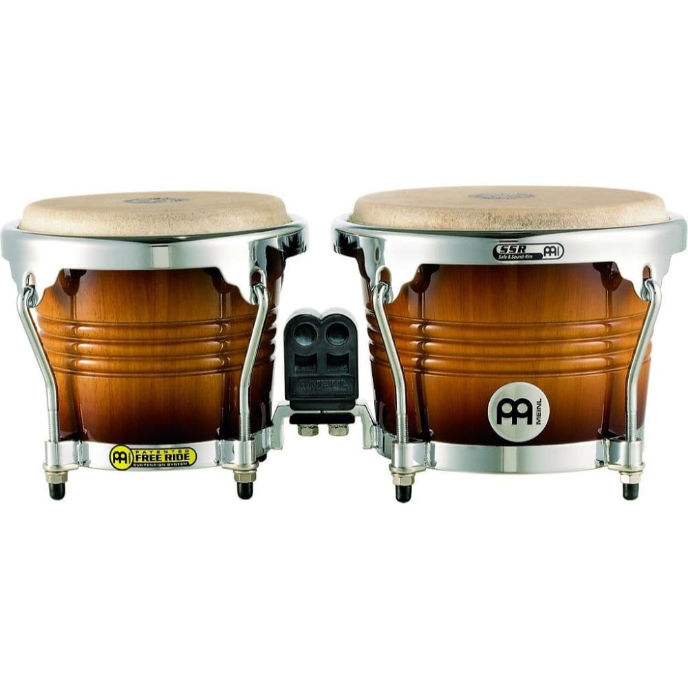 Meinl Free Ride Series Wood Bongos 6 3/4 & 8 Gold Amber Sunburst
