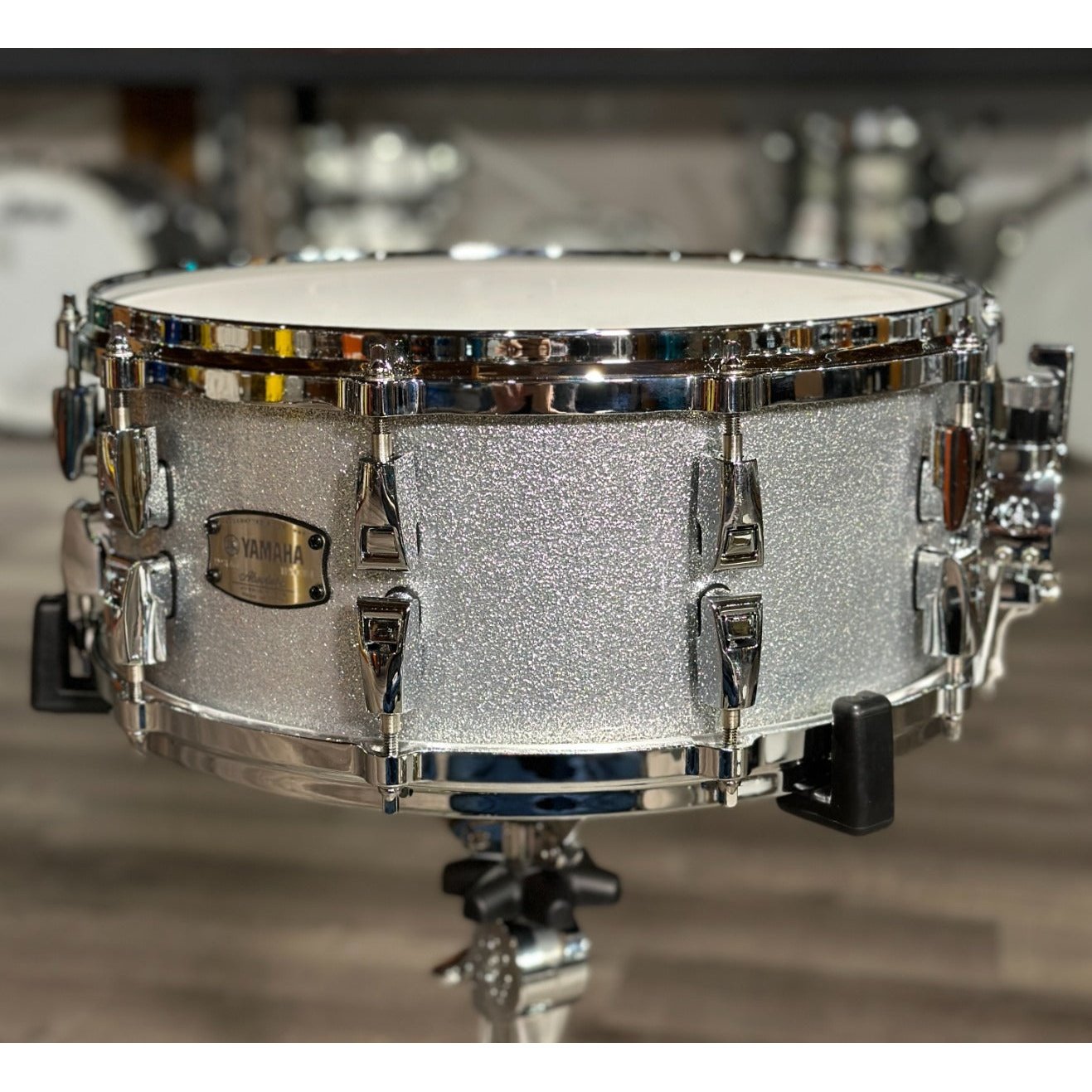 Used Yamaha Absolute Hybrid Maple Snare Drum Silver Sparkle 14x6.5