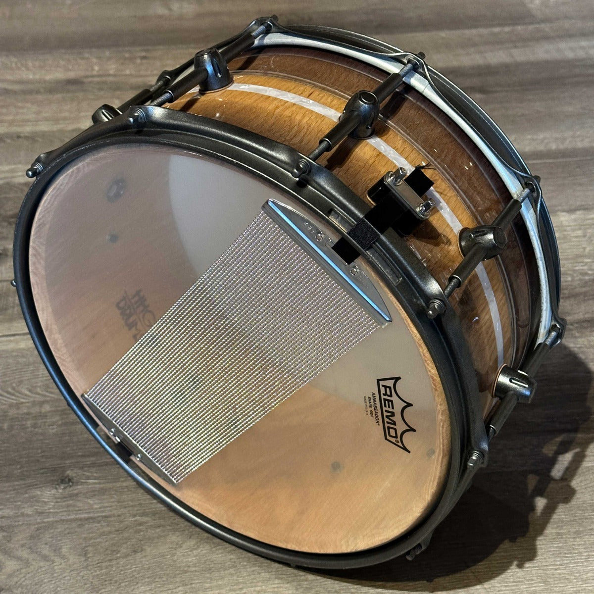 Used HHG Drums Contoured Red Oak Stave Snare Drum 14x7 Smoky Gloss w/Gunmetal Hardware
